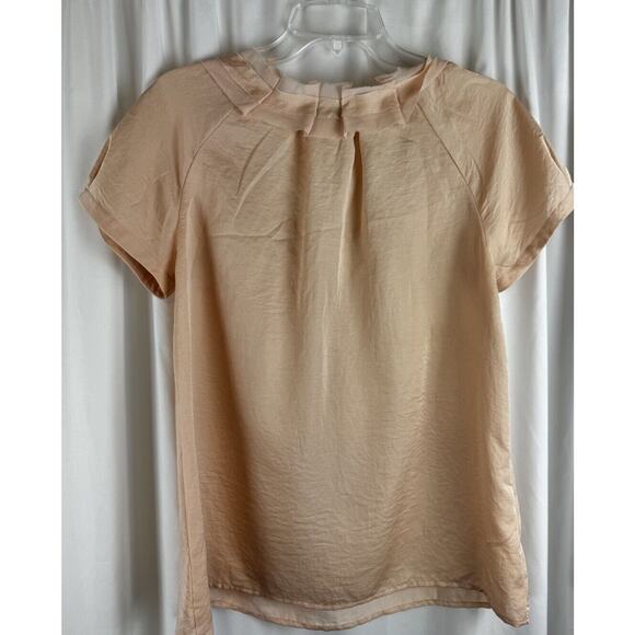 Ann Taylor LOFT Pleated Square Neck, Peach, Sz: M, 56-47 - Picture 12 of 16